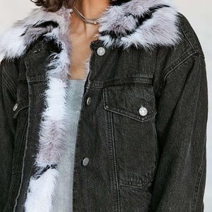 BDG black denim fur lined jacket